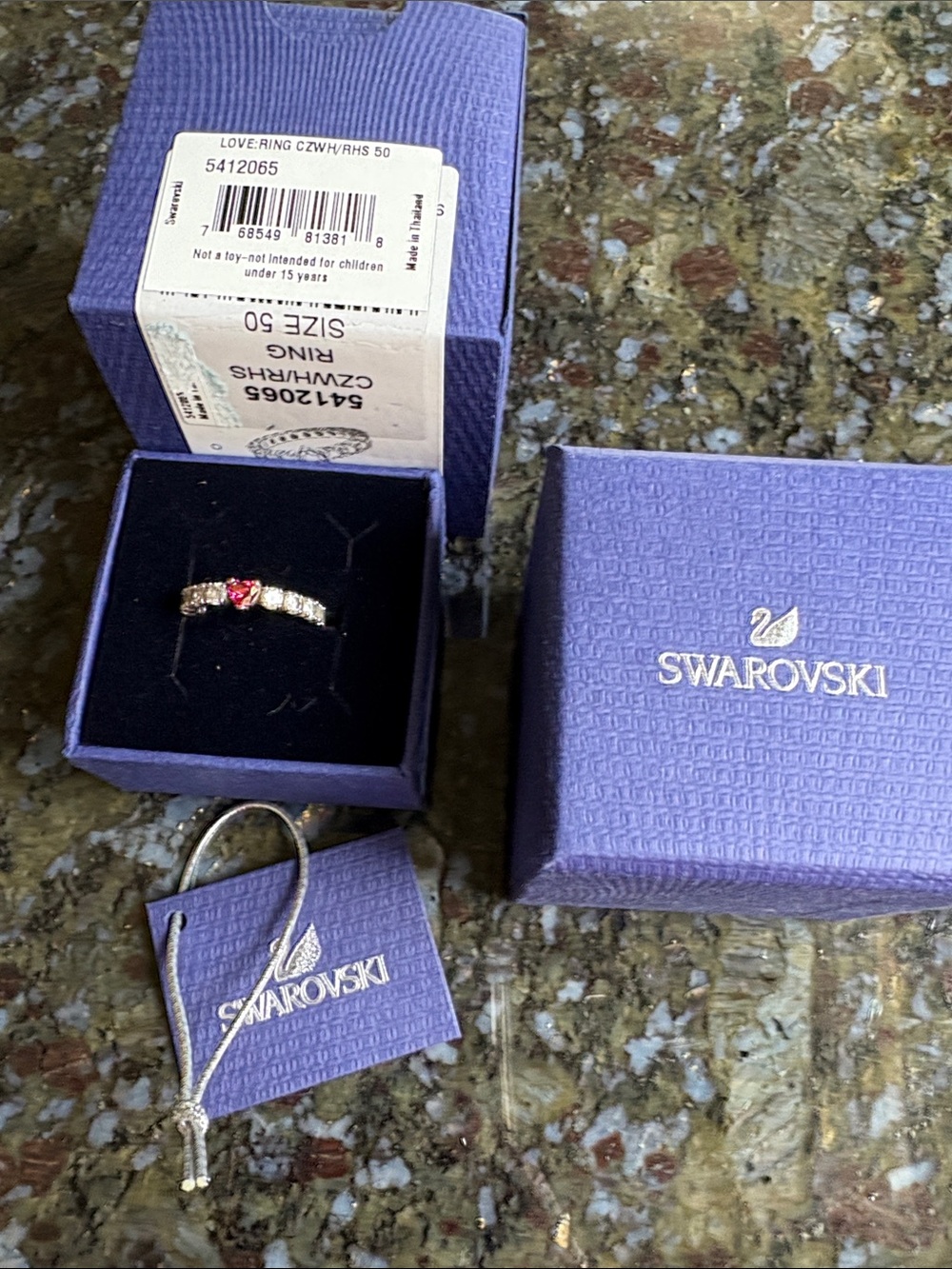 Swarovski Ring with Pink Heart Center and Clear Stones - Picture 7 of 7